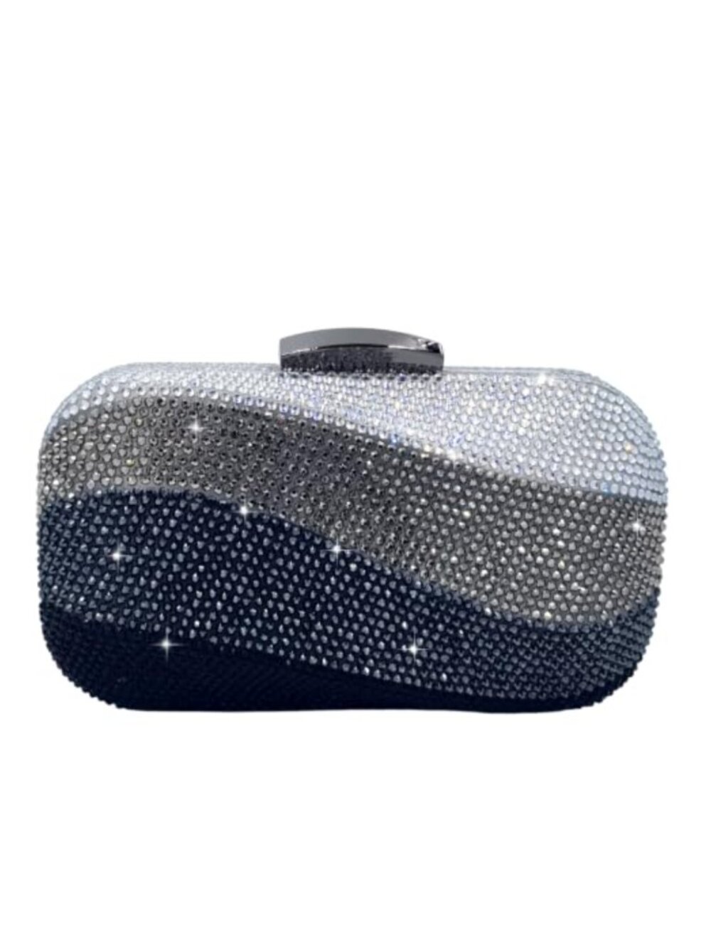 Rhinestone Crystal Clutch Evening Bag Satin Metal Frame Formal Purse